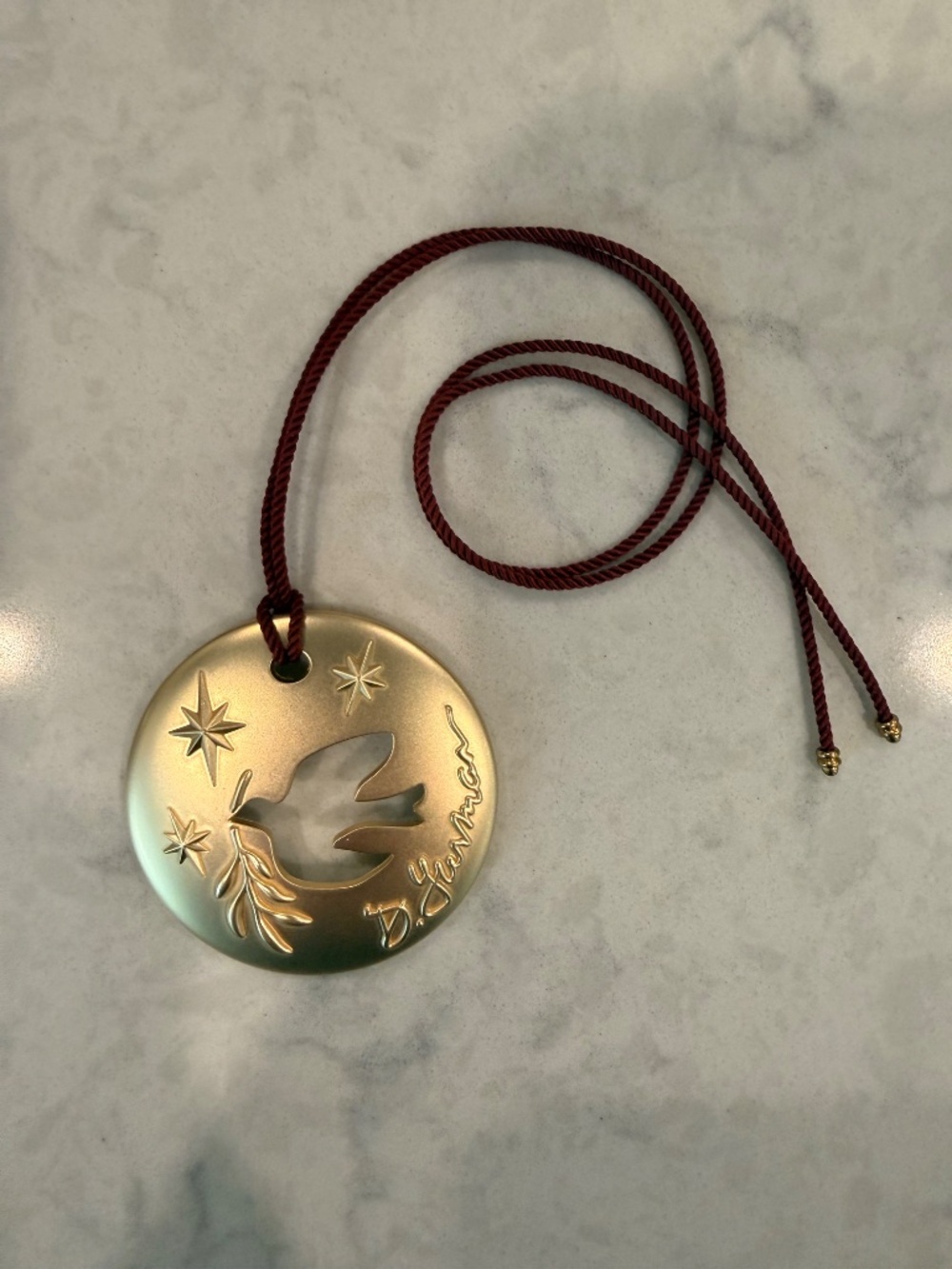 David Yurman Christmas Ornament Gold Dove Holiday Ornament – New - Picture 2 of 2